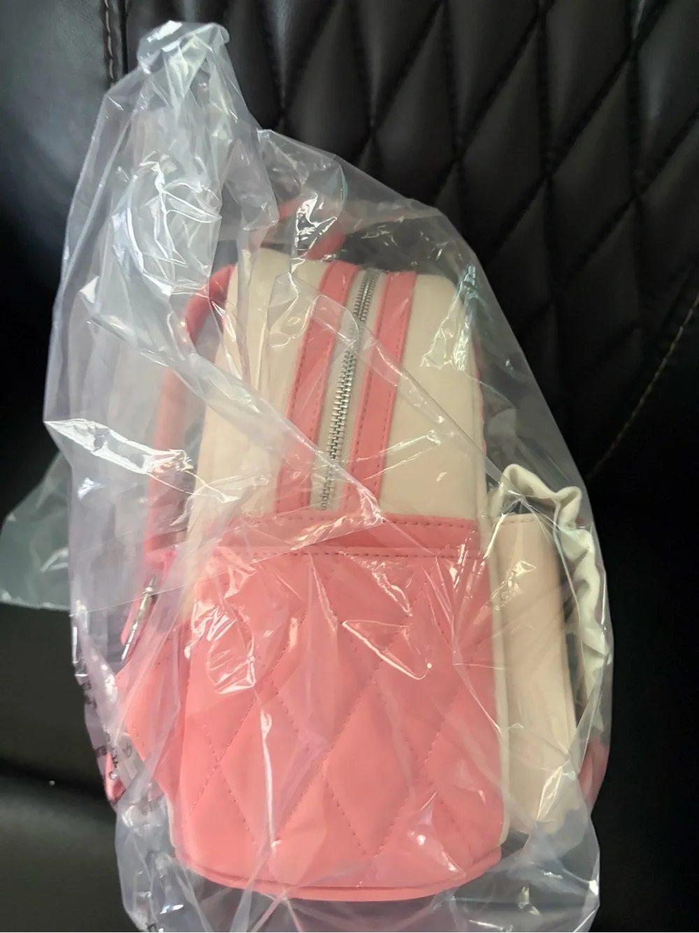 Loungefly Pink and Cream Marie Mini Backpack with Velvet Bow